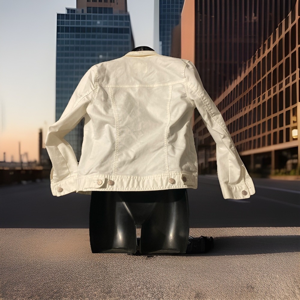 OLD NAVY - White Cotton Denim Jean Jacket-‎ Women's SP - Picture 4 of 6